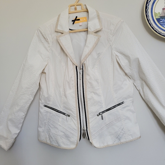 Crista White /Beige Spring Jacket NWOT Germany Size 14 Lined Zip Front - Picture 4 of 10